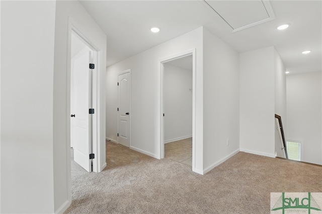 106 Liam Ct, Guyton, GA 31312 - hallway with carpet, an upstairs landing, recessed lighting, and baseboards