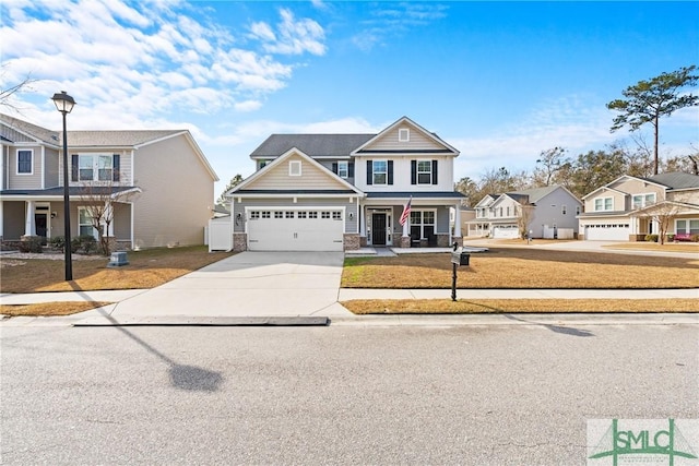 view of front of house featuring a garage, central AC, and a front yard