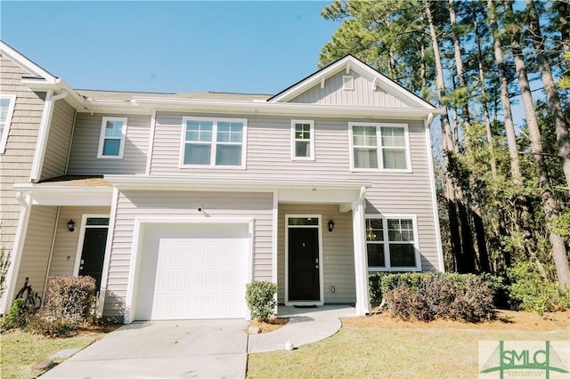 view of property featuring a garage