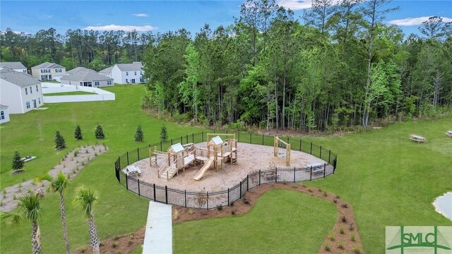 view of yard with a playground