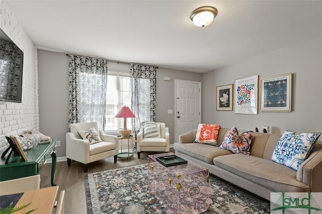 living room with wood-type flooring