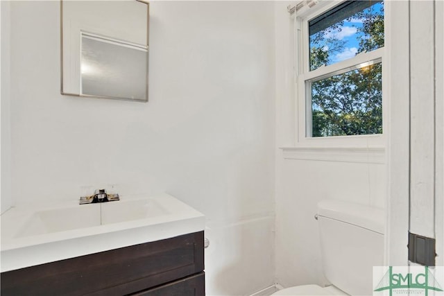 bathroom with toilet and vanity