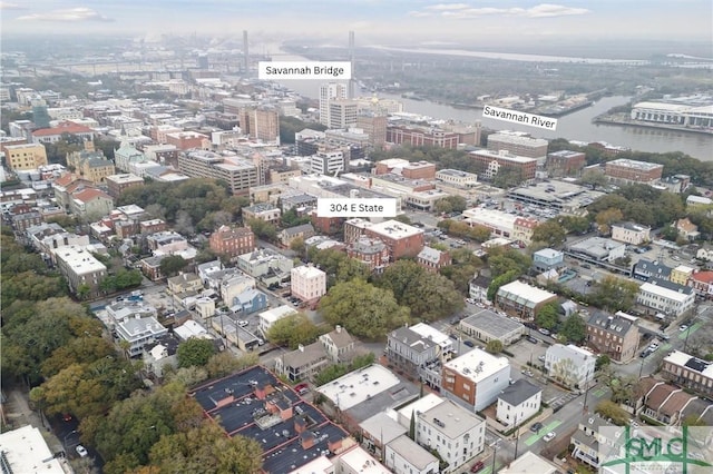 bird's eye view featuring a water view