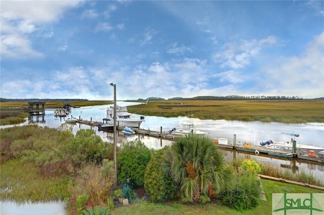 view of dock featuring a water view