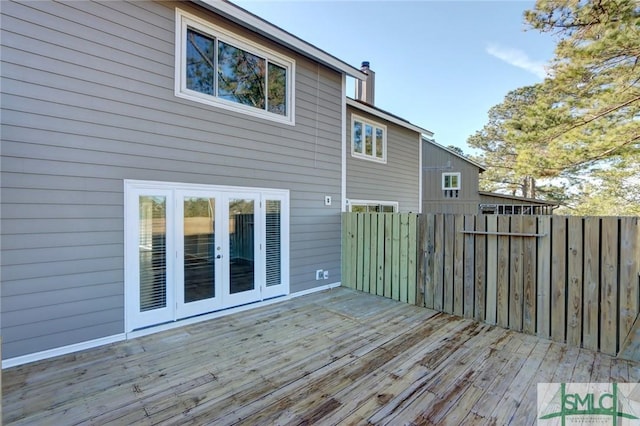 wooden terrace with french doors