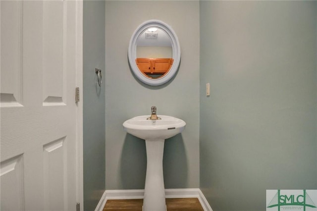 bathroom featuring hardwood / wood-style floors