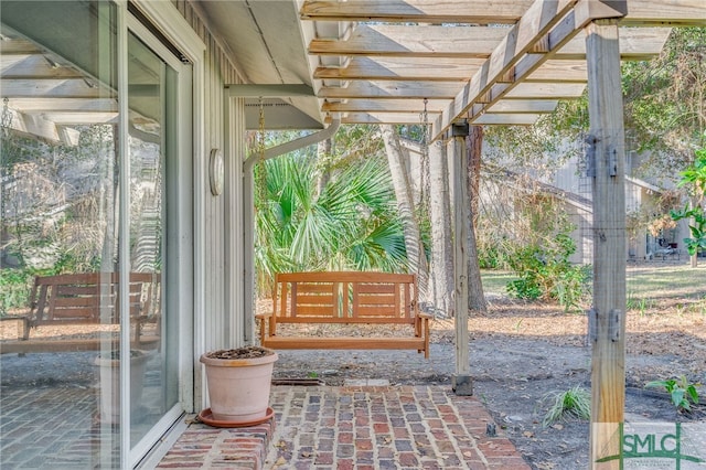 view of patio featuring a pergola