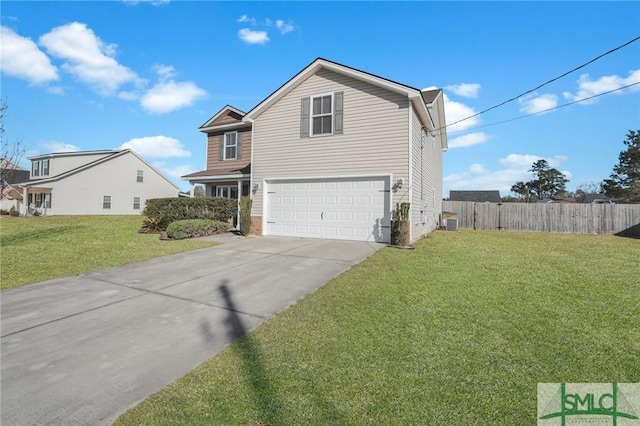 view of front of house featuring a garage and a front yard