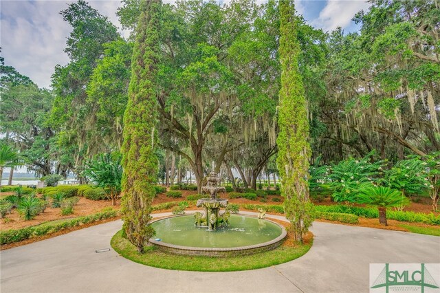 view of property's community with curved driveway