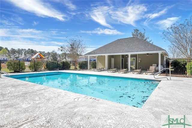 view of pool featuring a patio area