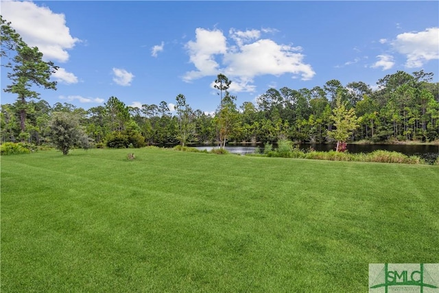 view of yard featuring a water view