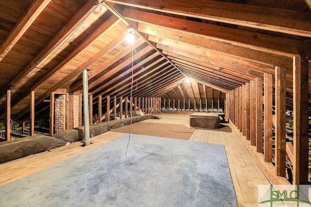 view of unfinished attic