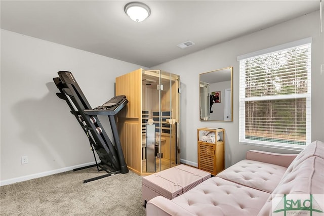 interior space featuring carpet flooring