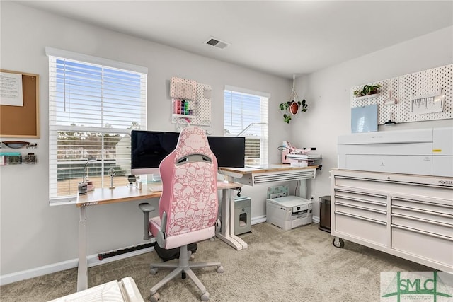 view of carpeted office space