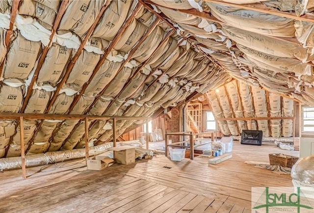 unfinished attic with a wealth of natural light