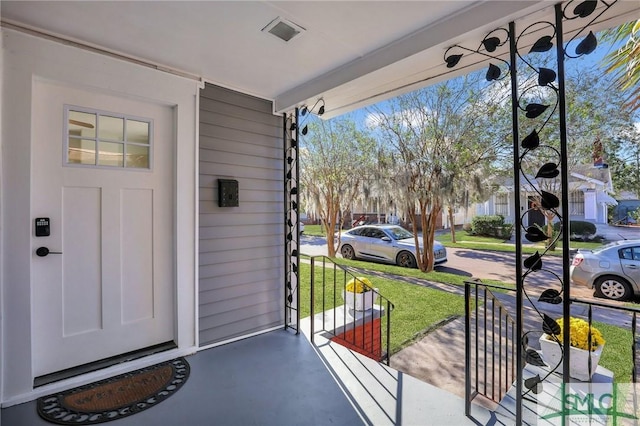 doorway with concrete flooring