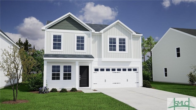 view of front of house featuring a garage and a front yard