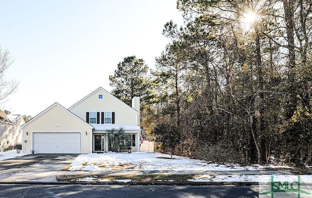 front facade with a garage