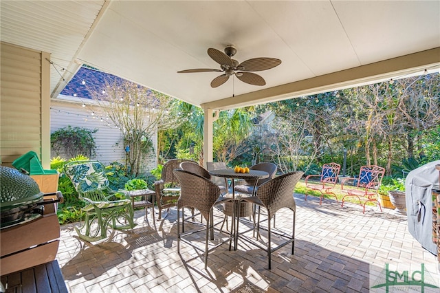 view of patio with ceiling fan