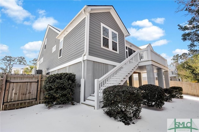 view of snow covered property