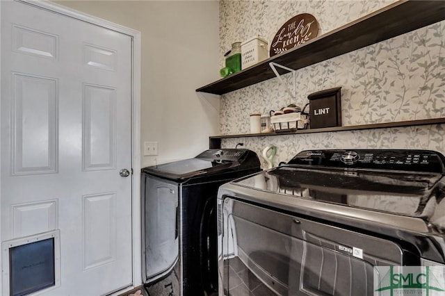 laundry room featuring washer and dryer