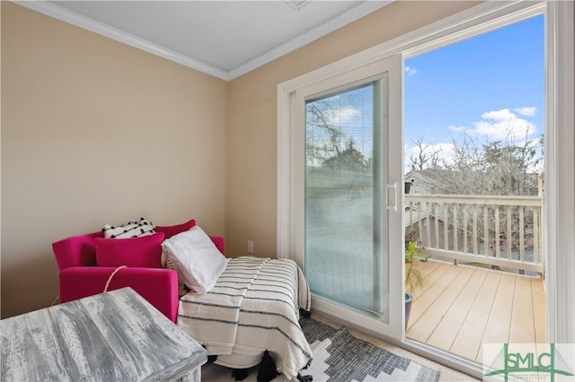 bedroom with ornamental molding