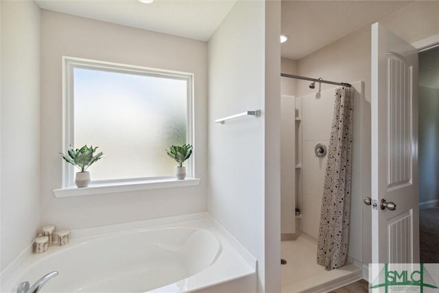 bathroom with plus walk in shower