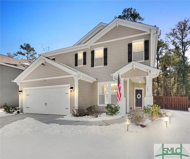 view of front of house with a garage