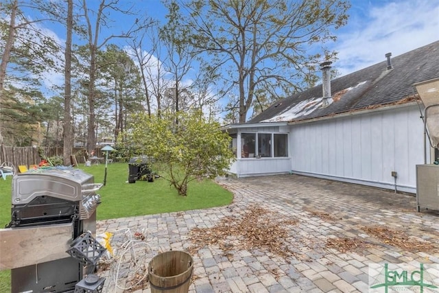 view of patio / terrace with a grill