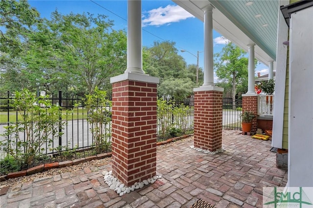 view of patio featuring covered porch