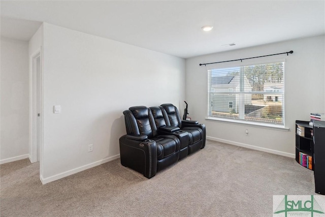 sitting room with light carpet