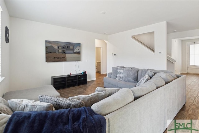 living room featuring hardwood / wood-style flooring