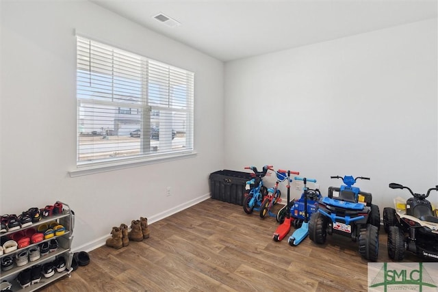 rec room featuring hardwood / wood-style floors