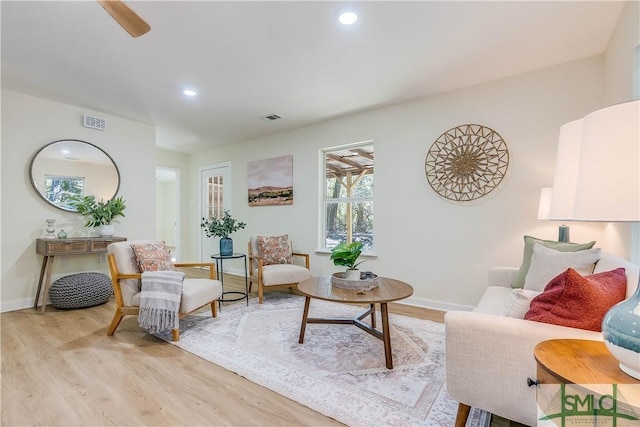 living room featuring light hardwood / wood-style flooring