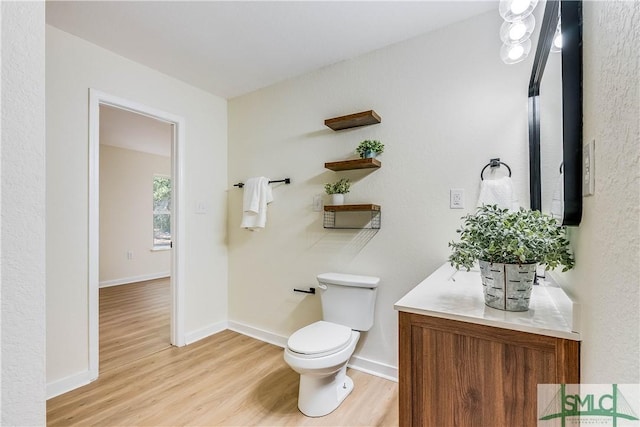 bathroom with wood-type flooring and toilet