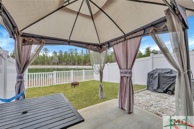 176 Coneflower Rd, Bloomingdale, GA 31302 - view of patio / terrace featuring a gazebo, grilling area, and a water view