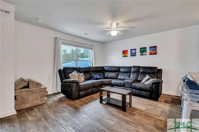 176 Coneflower Rd, Bloomingdale, GA 31302 - living room with hardwood / wood-style floors and ceiling fan