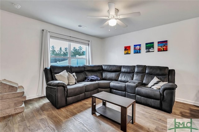 176 Coneflower Rd, Bloomingdale, GA 31302 - living room with ceiling fan and hardwood / wood-style floors