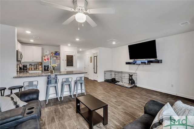 176 Coneflower Rd, Bloomingdale, GA 31302 - living room with ceiling fan and hardwood / wood-style floors