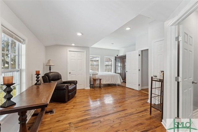 bedroom with light wood-type flooring