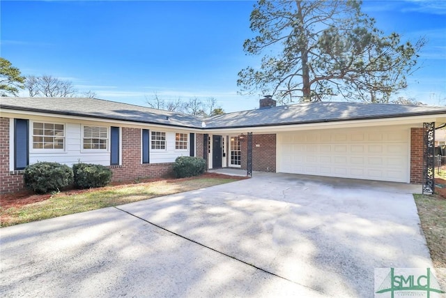 single story home with a garage