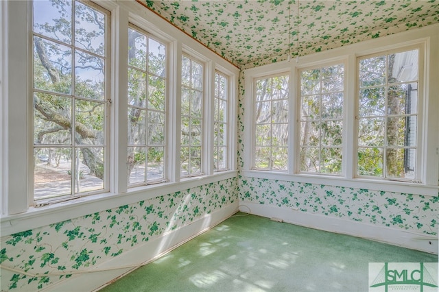 view of unfurnished sunroom