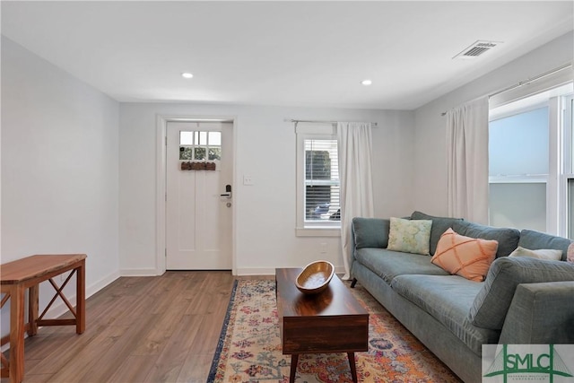 living room featuring light hardwood / wood-style floors