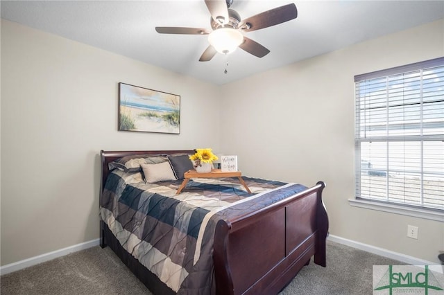 bedroom with carpet and ceiling fan