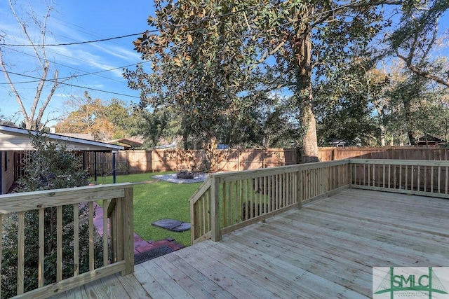 deck featuring a yard