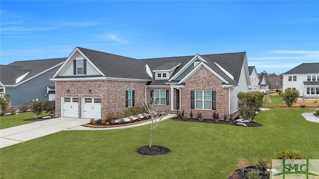 view of front of home featuring a garage and a front lawn