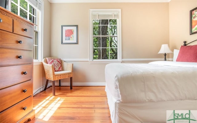 bedroom featuring light wood-type flooring