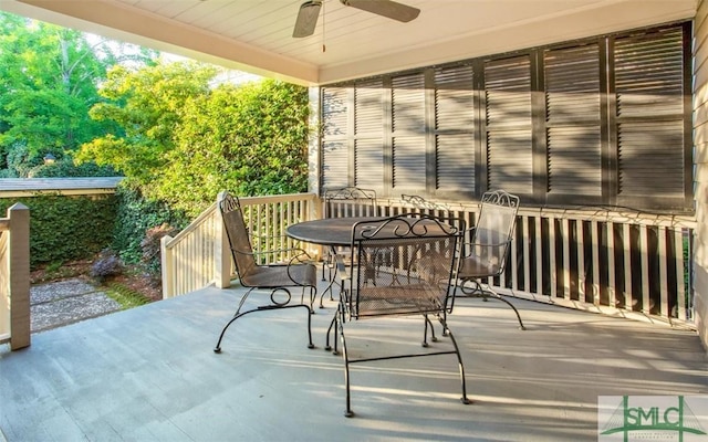 view of patio with ceiling fan