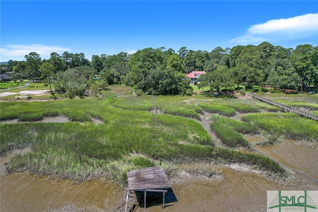 aerial view with a water view and a rural view