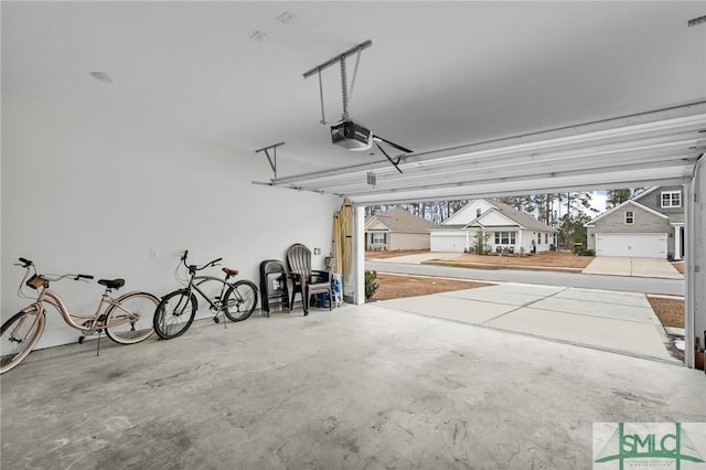 garage with a garage door opener